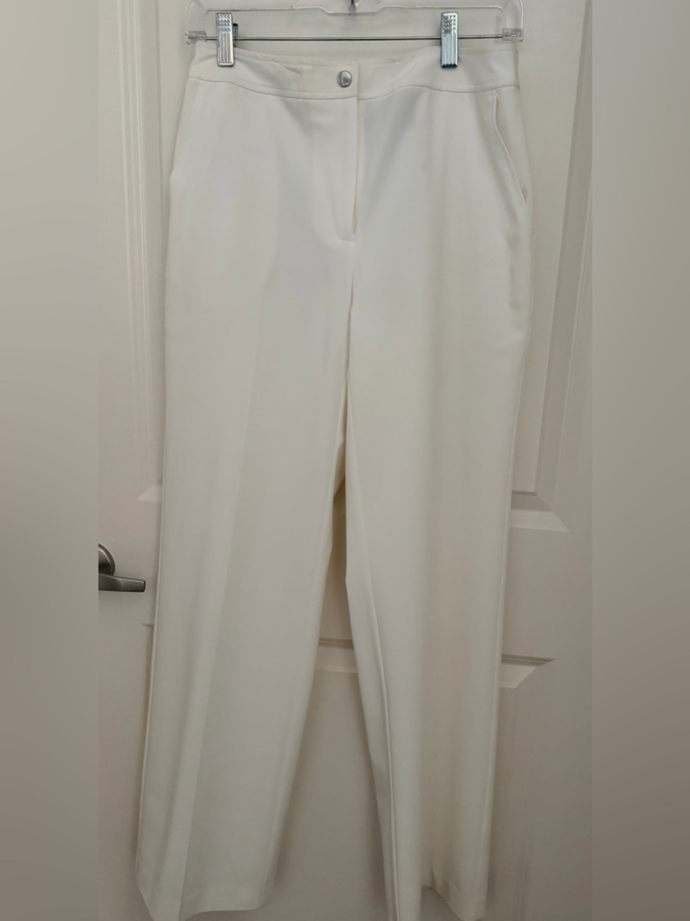 Evan Picone Cream Straight-Leg Dress Trousers